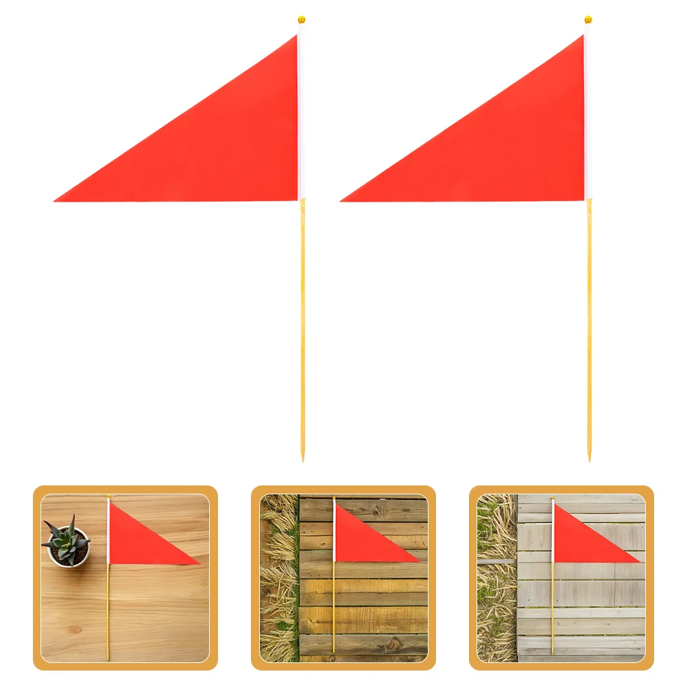

12Pcs Triangular Red Marking Flags Construction Yard Lawn Irrigation High Visibility Outdoor Safety Survey Landscape Marker