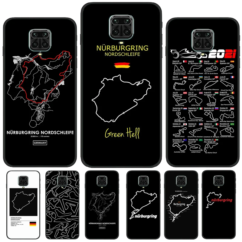 Nurburgring F1 Circuit Case For Xiaomi Redmi Note 12 Pro 8 9 10 11 Pro Note 12S 11S 10S 9S 9C 10A 10C 12C Cover