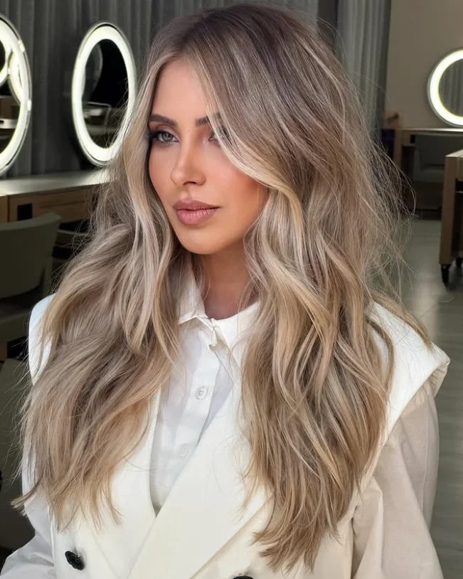 

Ombre Пепельно-русый волнистый парик для женщин 18-дюймовый темный корень Средняя часть тела Волнистый многослойный парик Натуральный вид Синтетический пепельно-русый парик