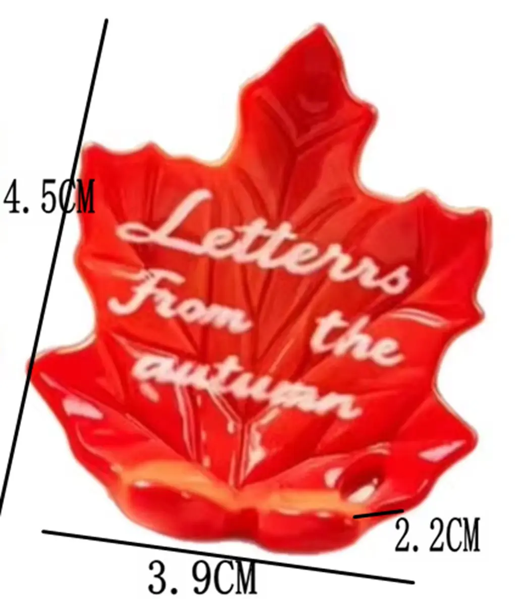 3pcs Autumn Maple Leaf Ceramic Decor Tray Fall Harvest Letter Dish Home Tabletop Ornament DIY Micro Landscape Scene Decoration