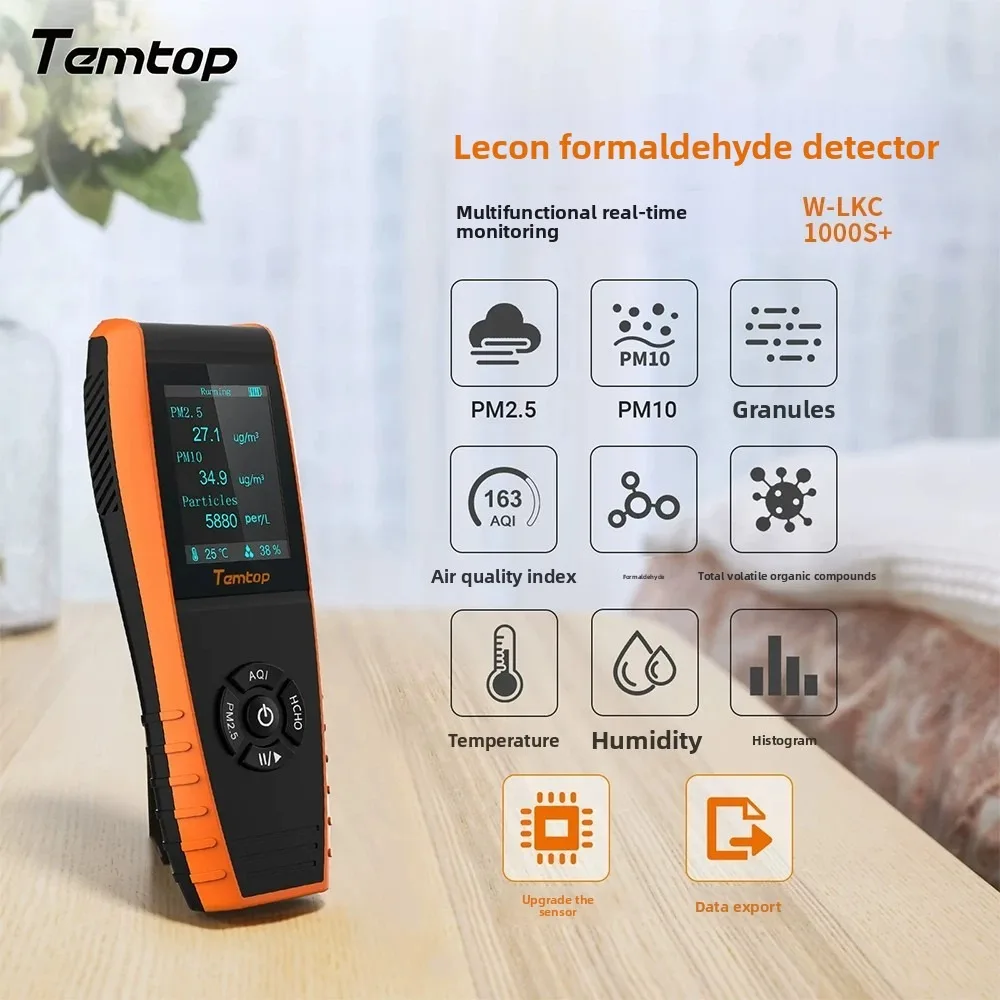 Air Quality Monitor 6-in-1 PM2.5, CO2, TVOC Monitor