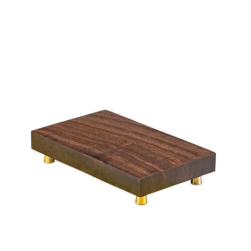 

Solid wood rectangular base ebony copper foot Buddha flower pot