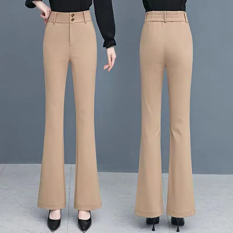 

Весенне-осенние новые женские брюки с флагом, эластичные повседневные брюки, весенние брюки с высокой талией и флаг-низом ZT352