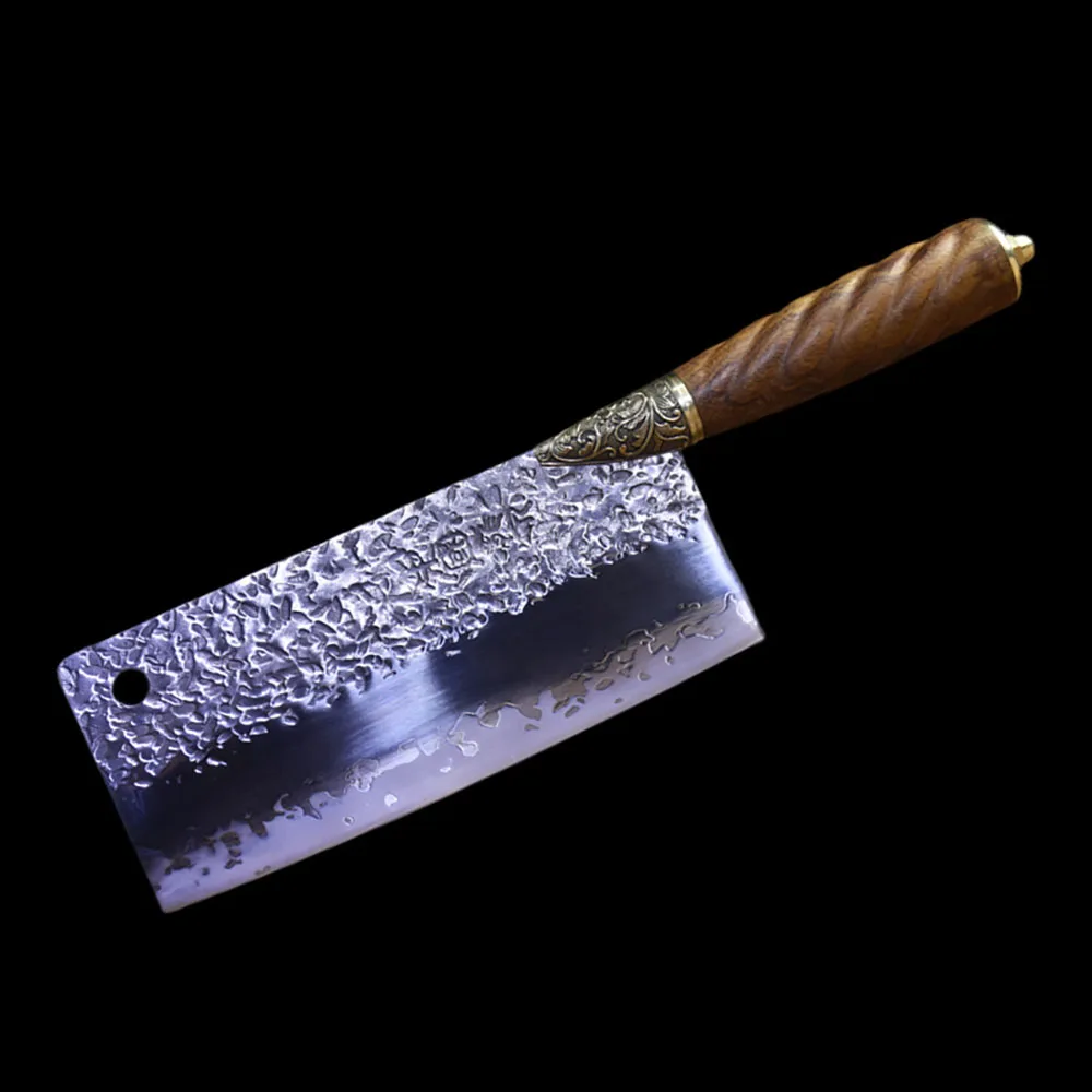 

High End Collectible Chef Knife Vg10 Damascus Clip Steel Knife Core 403 Steel Hammer Pattern Knife Face Acid Twig Wood Handle