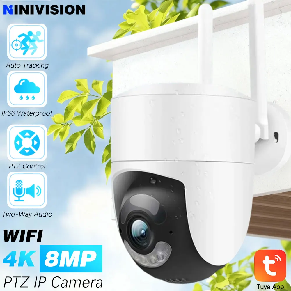 Tuya 8MP 4K IP Camera 4K 8MP Speed Dome Auto Tracking PTZ Camera SmartlifeHome Outdoor Wireless WIFI Camera Surveillance Monitor