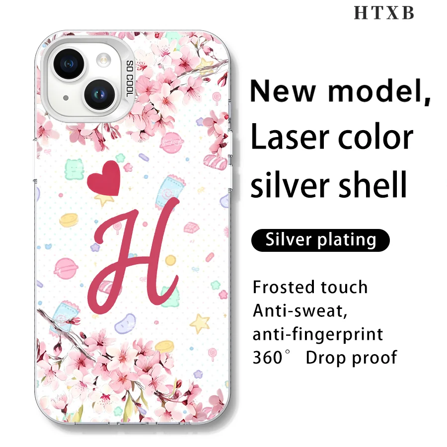 هاتف Cherry Blossom Letter H لهاتف iPhone 17 إلى 11 Pro Max Plus #4