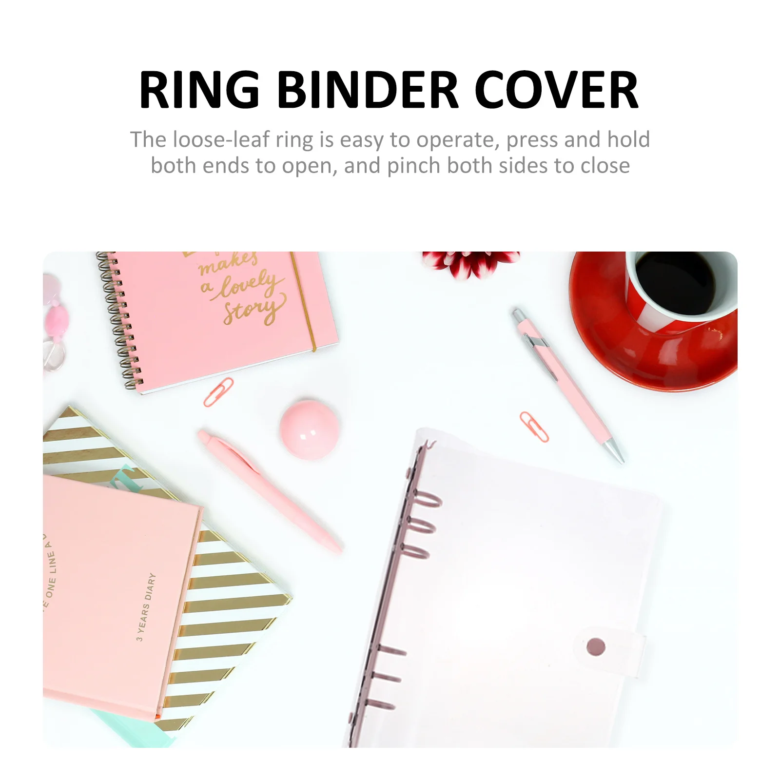 Notebook Round Rings Transparent Cover For Office School Stationery Loose Leaf Mini Binder Book Clip Ring Flexible Binder