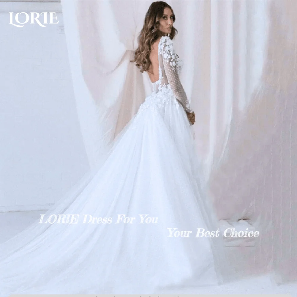 LORIE-vestidos de novia largos de sirena con Apliques de encaje, vestidos de satén con cuello cuadrado, corsé de novia sin espalda, vestido de novia bohemio 2024