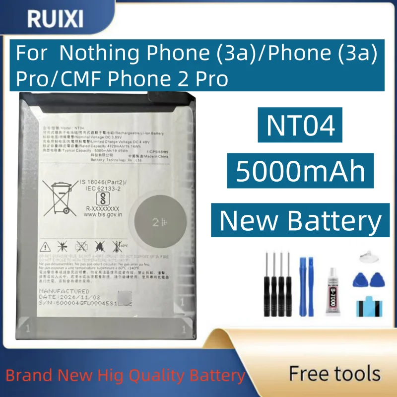 Batería RUIXI NT01 NT02 NT03 NT04 para Nothing Phone 1/2/3, Phone (2a), CMF Phone 1, Phone (2a) Plus, Phone 2 Pro, (3a), (3a) Pro