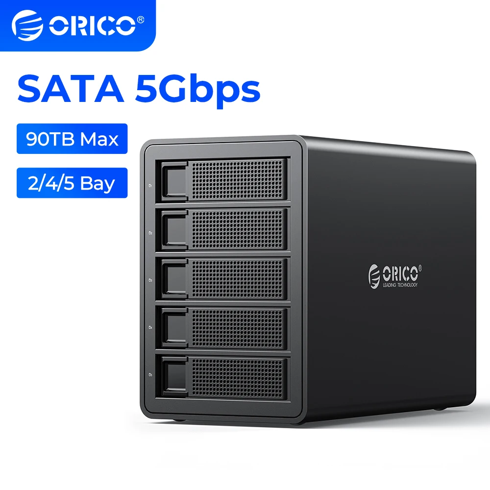 

ORICO 35 2/4/5 Bay Docking Station 2.5 3.5 Inch SSD HDD Hard Drive Enclosure USB3.0 Type-B 90TB Max With Dual Chip