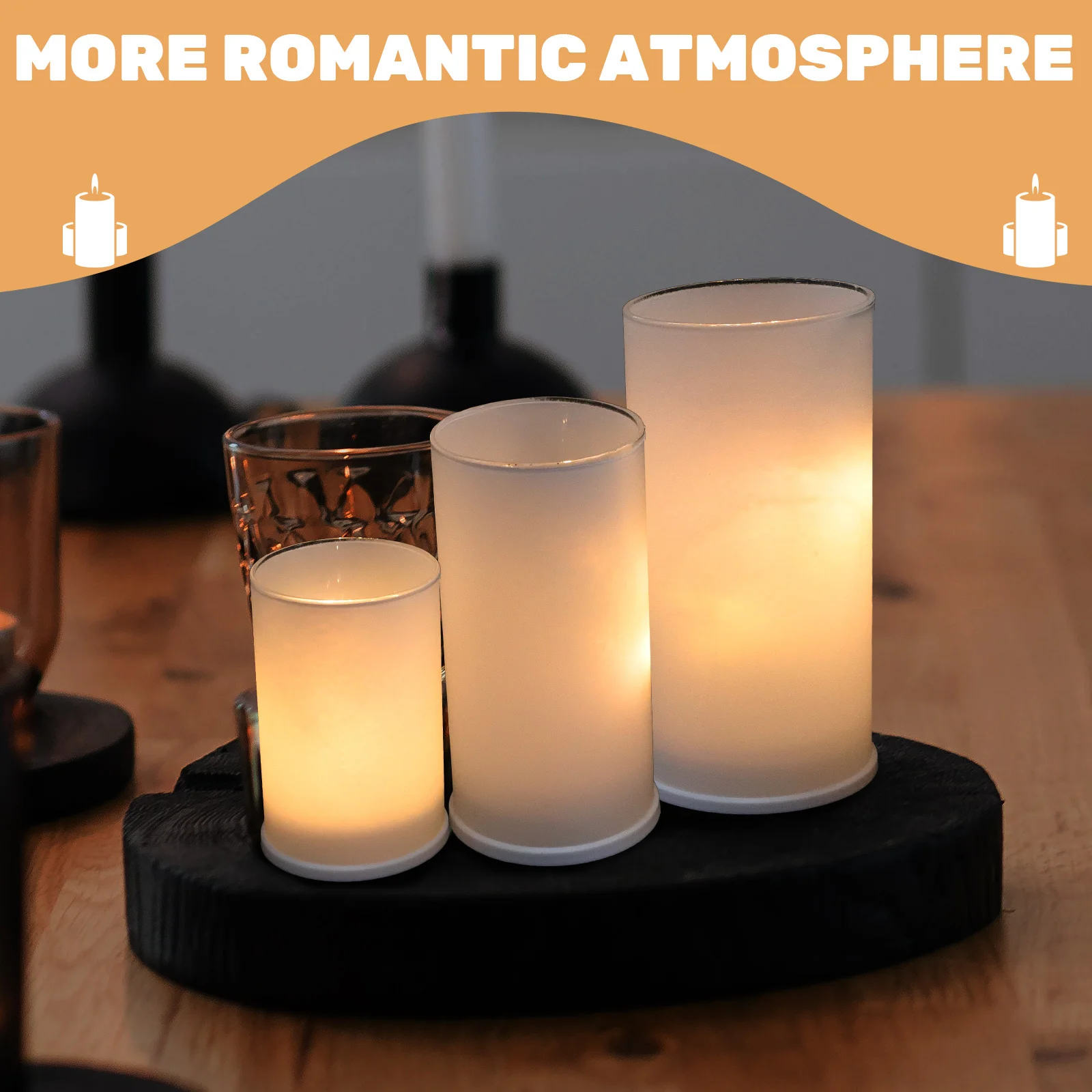 

3Pcs Electronic Lights Operated LED Flameless Decorative Candles Wedding Party Table Centerpiece Lighting