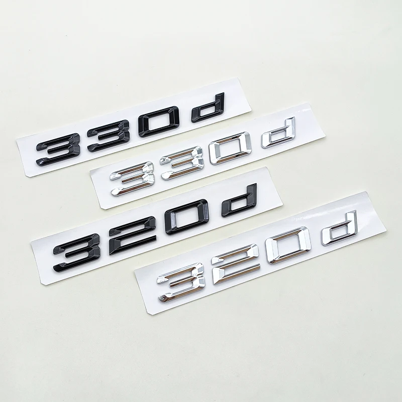 3D ABS Chrome Black Car Letters Logo 320d Sticker Rear Trunk Badge Emblem Decals For BMW 320d 330d E90 F30 G20 Accessories