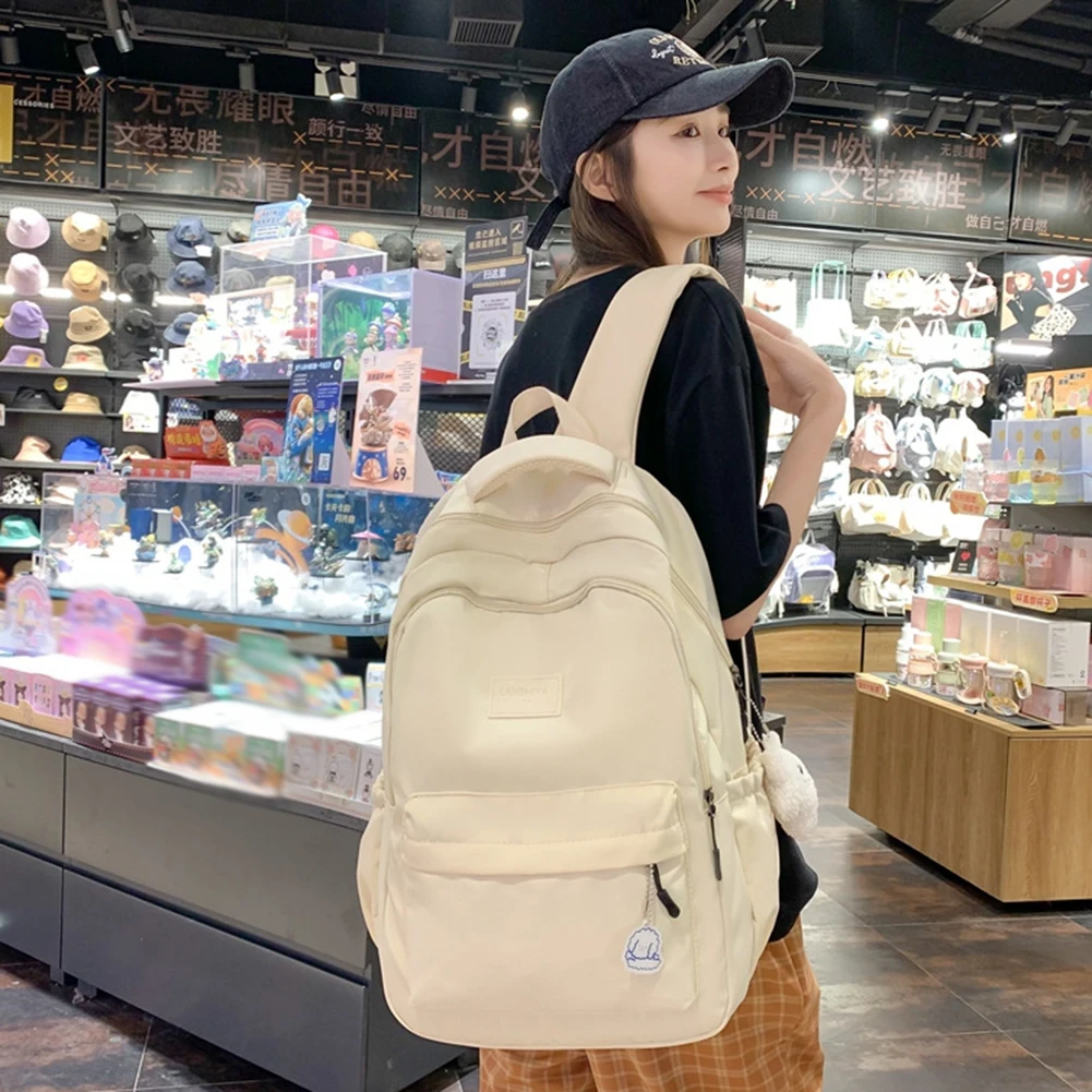 Women Fashion Backpack Large Capacity Solid Color Casual Laptop Bag Cute Girl Travel Book Bag Ideal Gift School Return Supplies