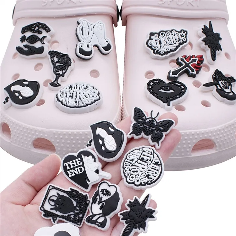 1pcs Pins for Crocs Charms Shoes Accessories Black Halloween Decoration Jeans Women Sandals Buckle Kids Favors Men Badges