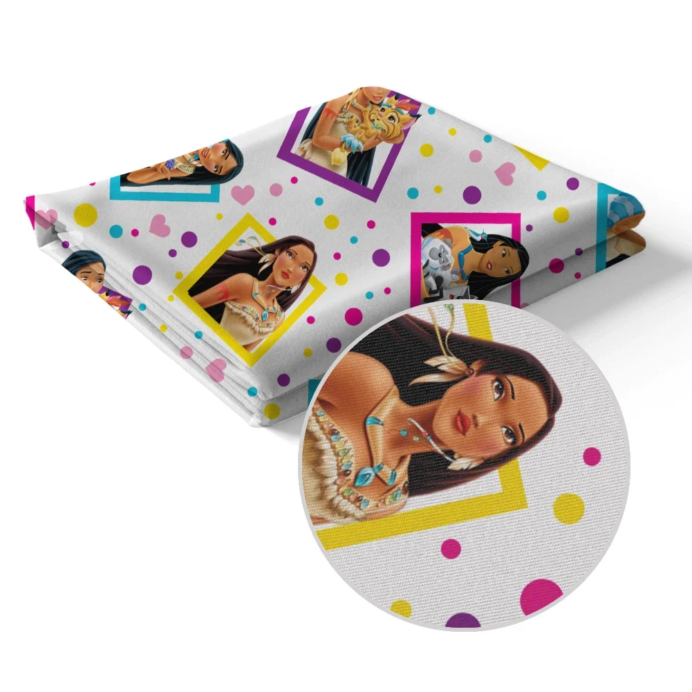 Disney Cartoon Princess Pocahontas Character Pattern Polyester Fabric\\Peach Skin Microfibe DIY Textile Sewing Cloth 50*145cm