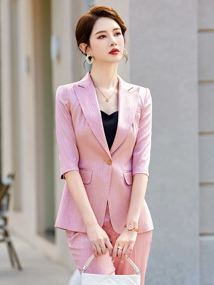 Young High-End Business Suit Tailored Suit Formal Clothes Women's Suit Short-Sleeved Work Clothes Summer Dignified Goddess High-