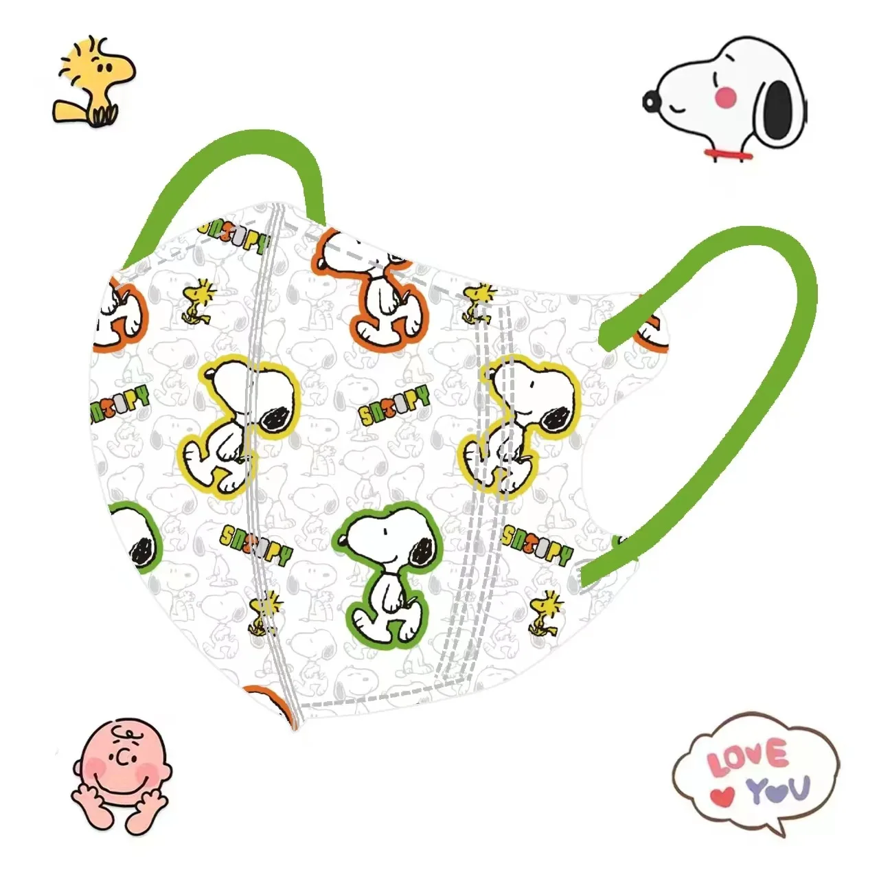 Cute cartoon children's Snoopy mask for 4-12 years old, individually packaged, dust-proof