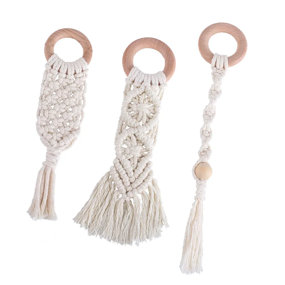 3-teiliges Baby-Beißring-Set: Handgewebter Beißstab zum Kauen und Zahnung für Babys