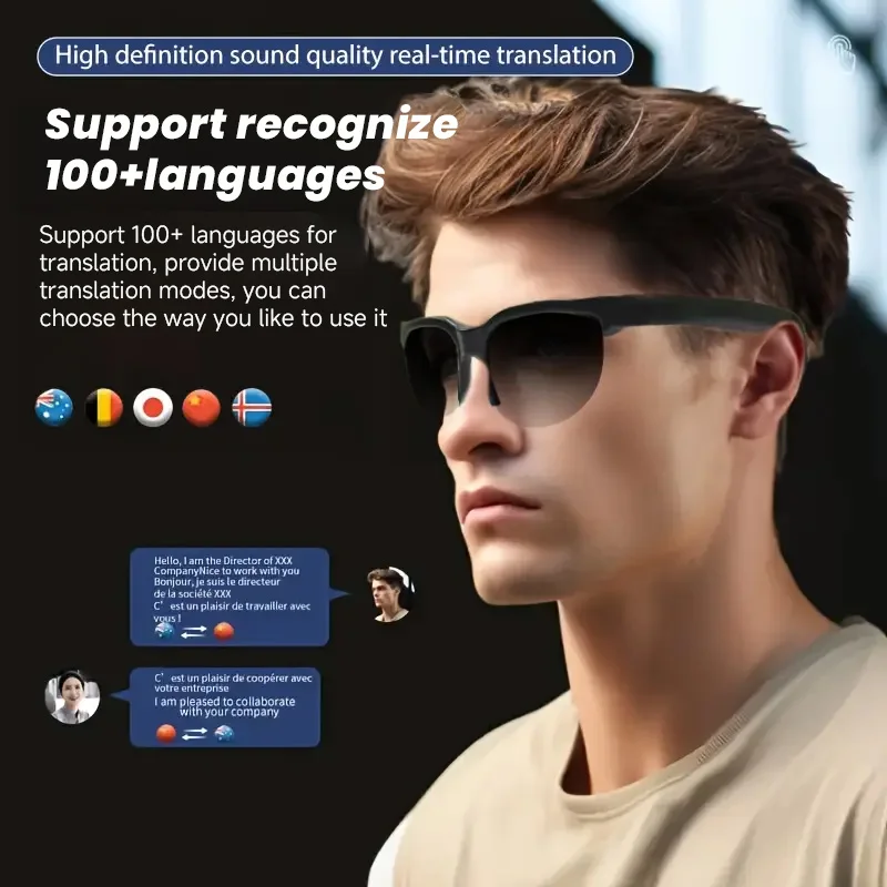 F06 الترجمة النظارات الذكية بلوتوث HD الأشعة فوق البنفسجية العدسات الواقية IP4 المياه برهان متصلة الحافة الاستقطاب النظارات الشمسية الرجالية