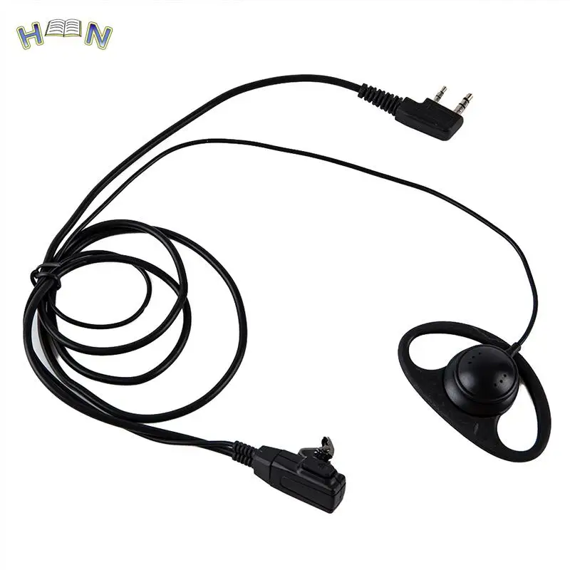 2 Pin PTT with Mic Headset D Shape Soft Ear Hook Earpiece for UV-5R 888S 777S 666S BF Handheld Walkie Talkie BaoFeng Accessories