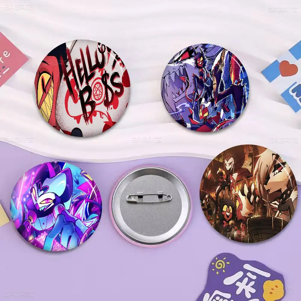 Anime H-Helluva Boss Anime Button Pin Handmade Brooch for Clothes Cartoon Badge Backpack Decoration Jewelry Accessories