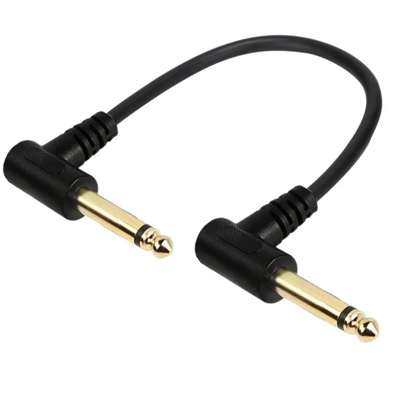 90 Degree Double Bend 6.35mm Mono Jack 1/4 TS Cable Unbalanced Guitar Patch Cords Instrument Cable Male to Male 0.3m/1.5m