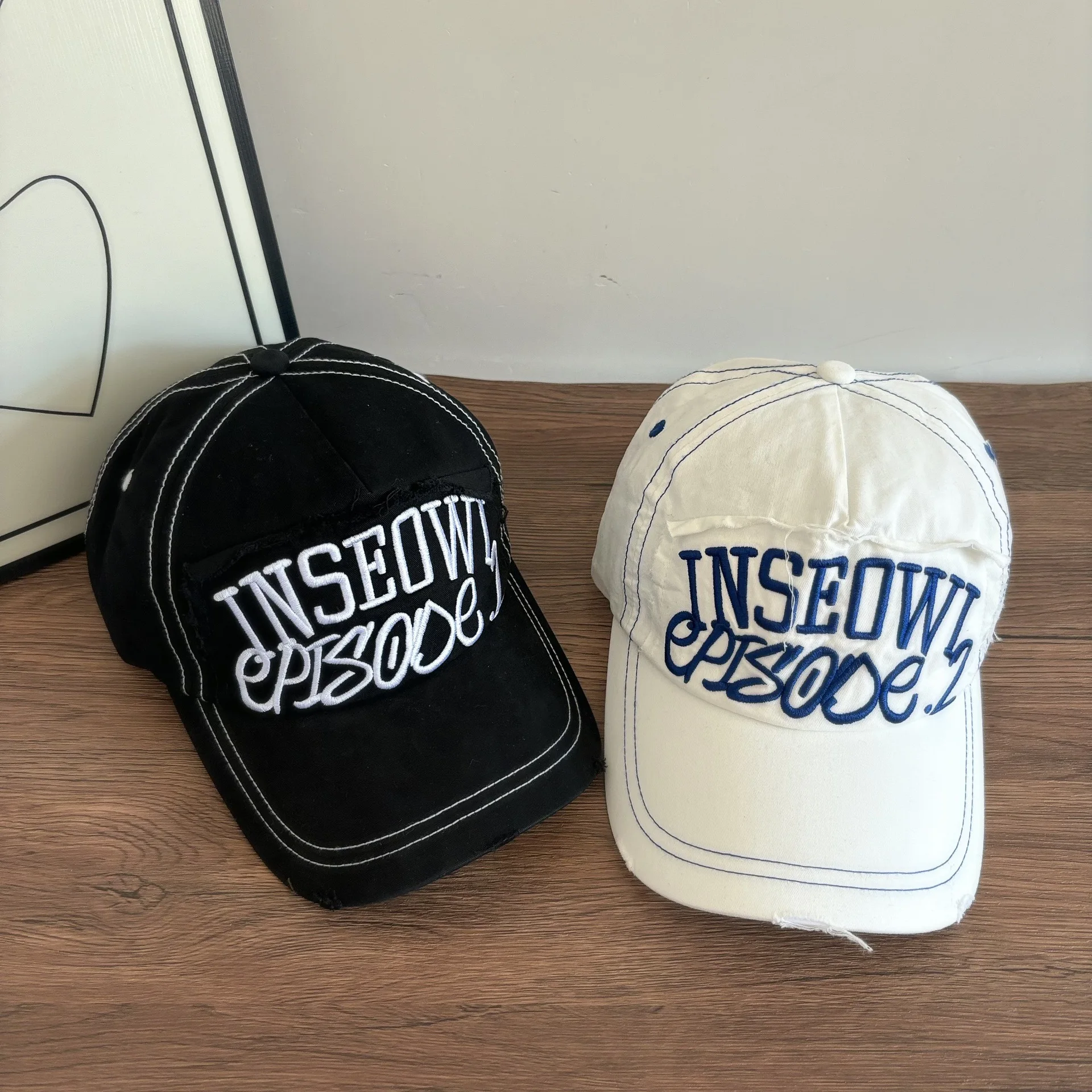 

black white baseball cap for women men fashion hats soft cotton letters embroidered