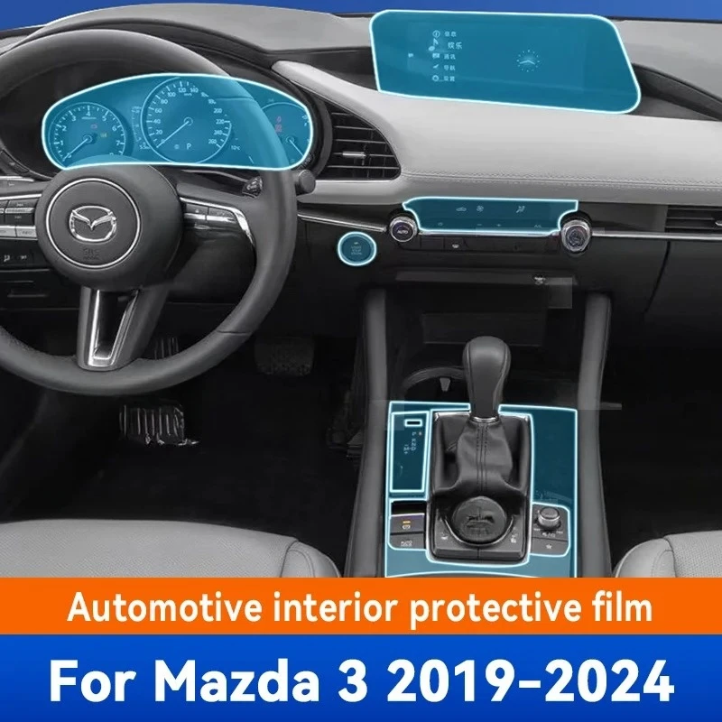 

For MAZDA 3 2019-2024 Car Interior Center Console GearBox Panel Navigation Transparent TPU Protective Film Anti-scratc