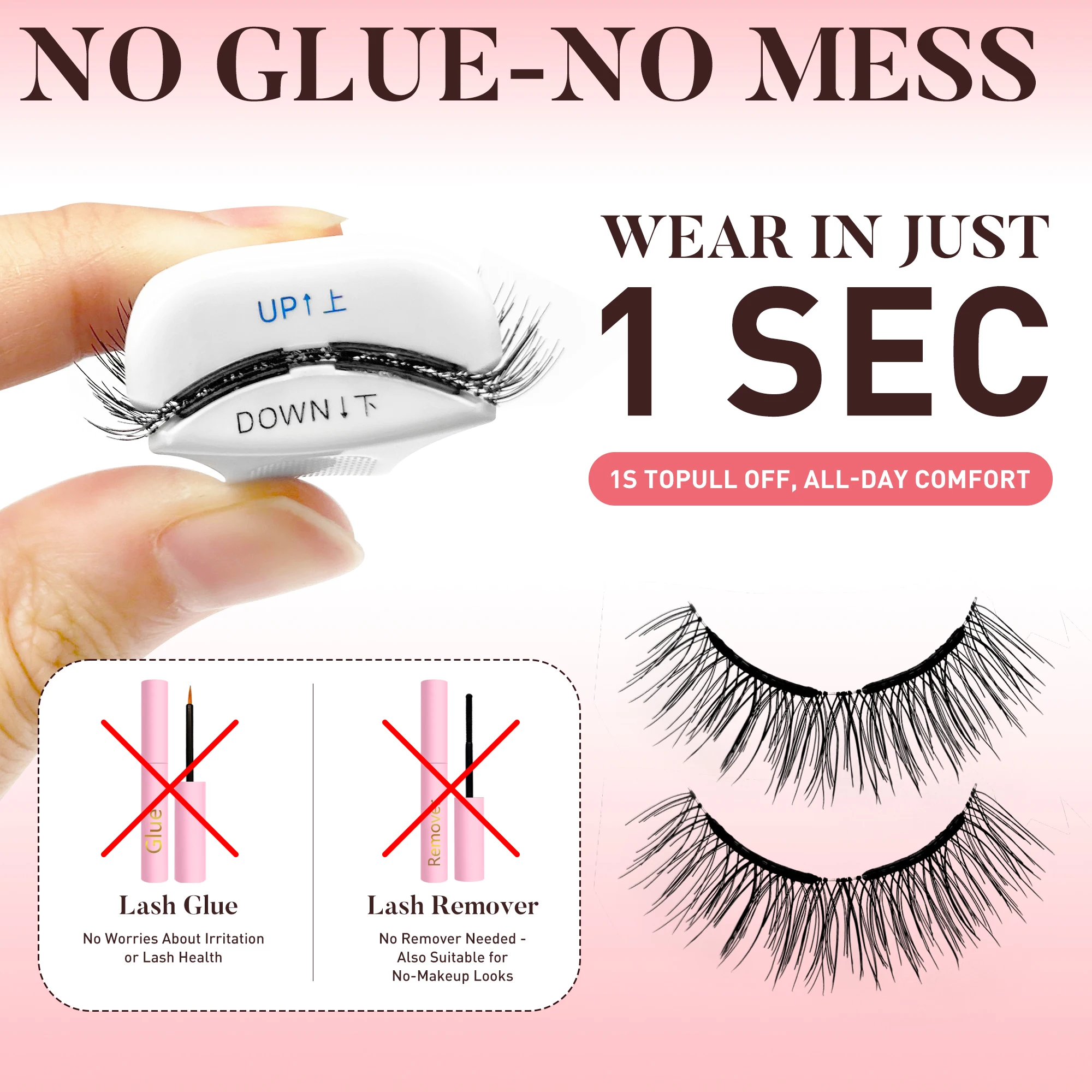 二重磁気まつげ 強力な接着剤で簡単に装着でき、ダメージを与えず、取り外し可能で再利用可能、自然なまつげスタイルに