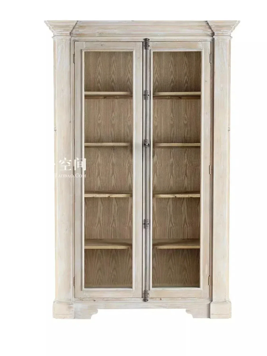 

Книжный шкаф из цельного дерева из американского дуба, винный шкаф, двойная дверь, старый декоративный шкаф, ретро французский буфет, витрина