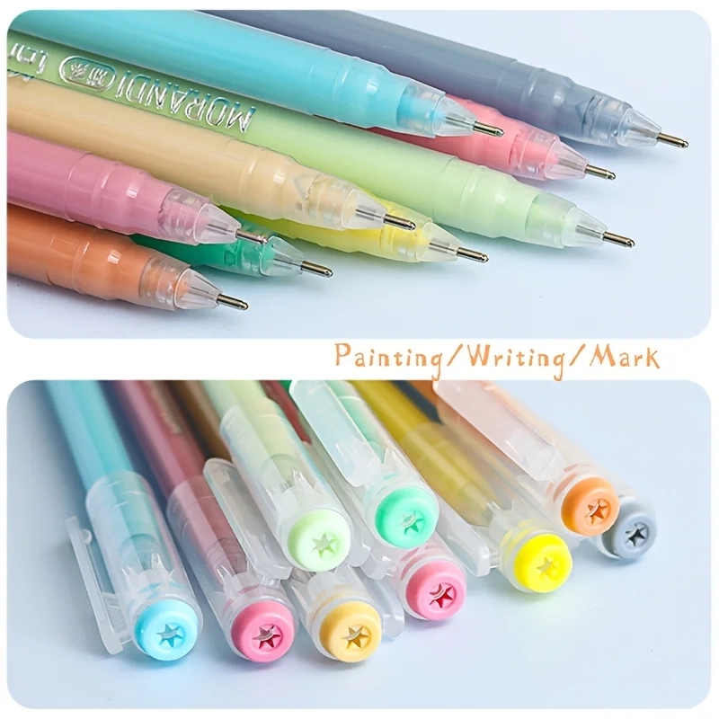 Handheld Pen Full Set of 36 Color Neutral Pen for Painting Special Notes,Large Capacity Handheld Gel Pens Flat for Morandi Color