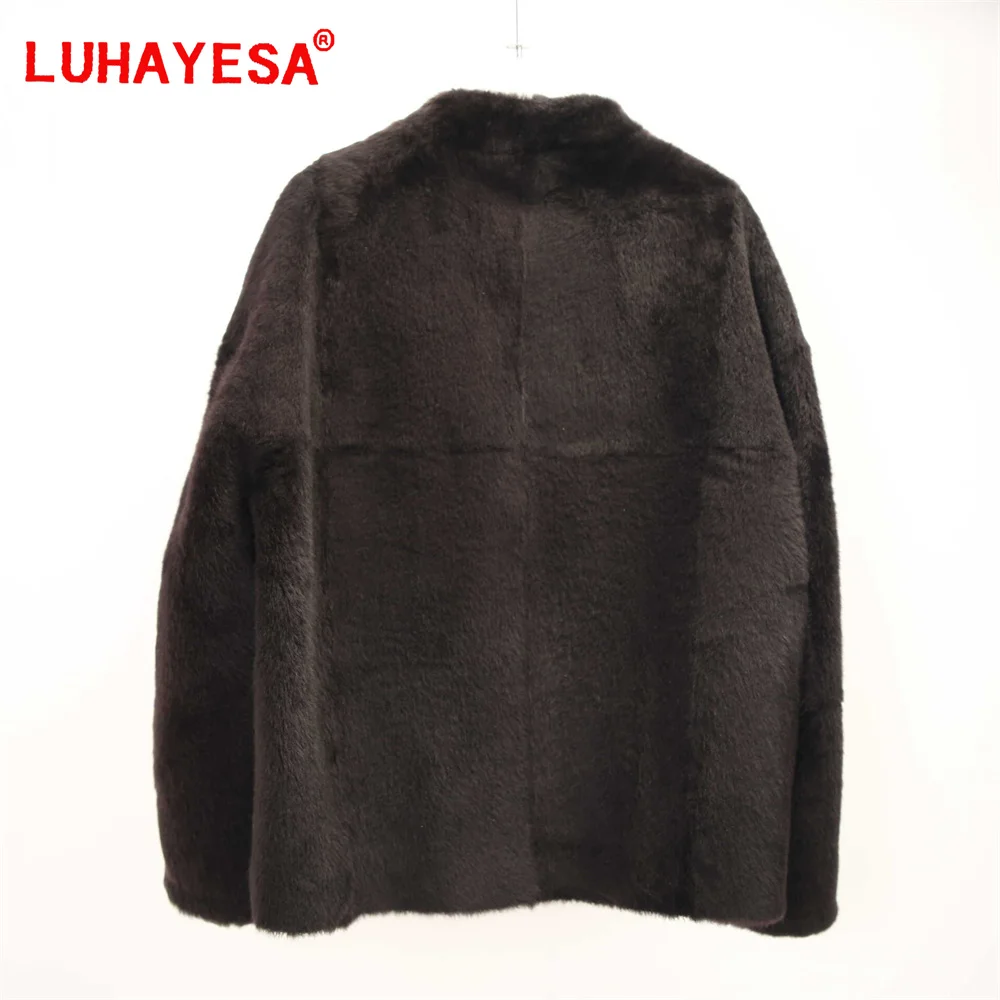 2024 Spain Lagon Lamb Shearling Fur Jacket LUHAYESA Female Winter Warm Good Quality Real Fur Clothe