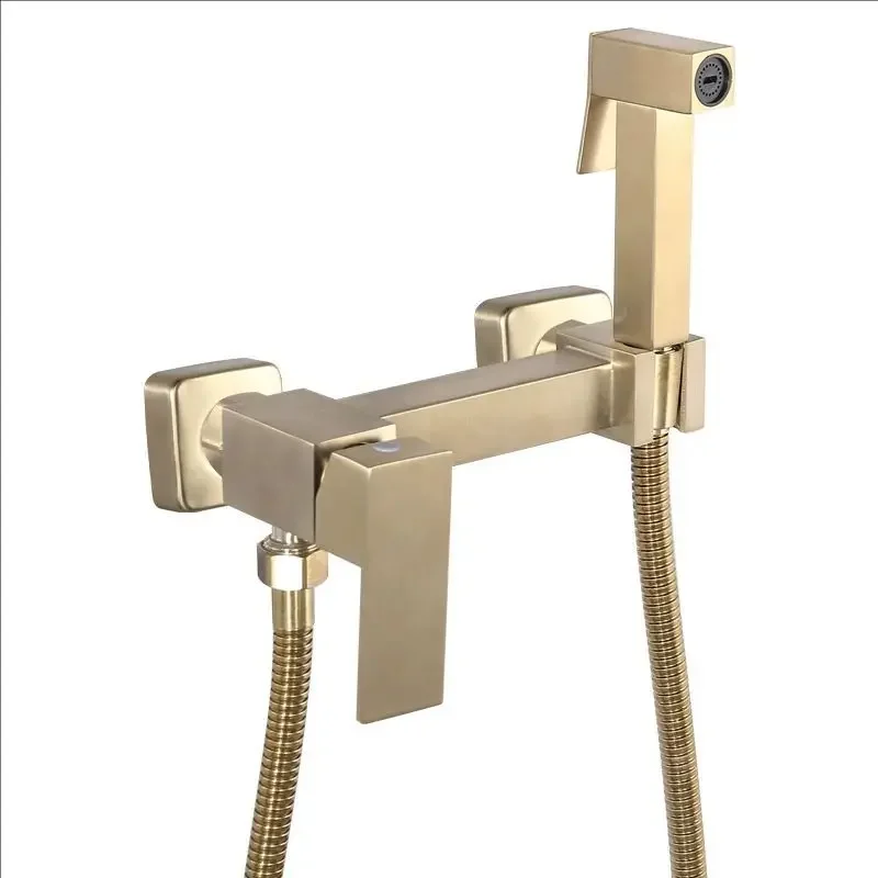 Chrome Toilet Shower Mixer Faucet Hot And Cold Water Mixers Crane Shower Faucet White Bidet Shower Faucet Taps Brushed Gold