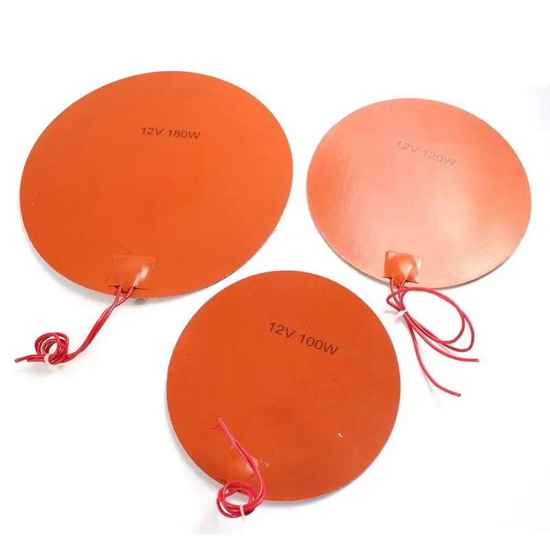 5V 12V 24V 110V 220V Round Silicone Rubber Heating Pad Mat W/ Adhesive Circle Heater Plate Oil Tank 3D Printer Engine Waterproof