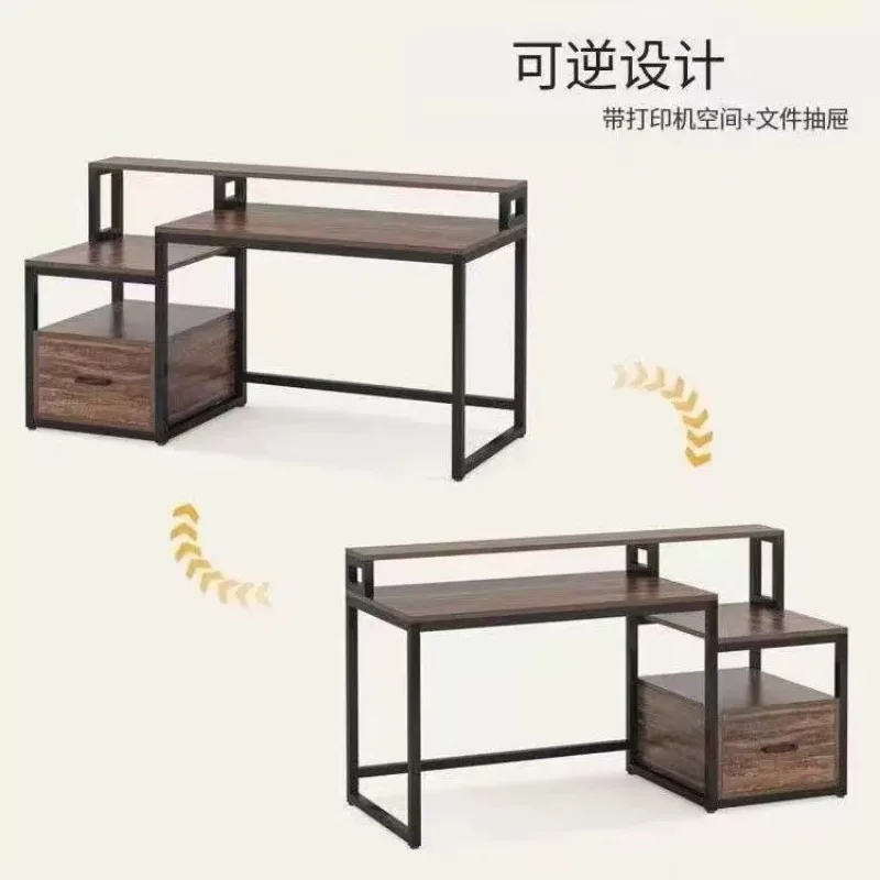Foreign trade original single computer desk, printer multi-function desktop double-layer desk with chest of drawers household