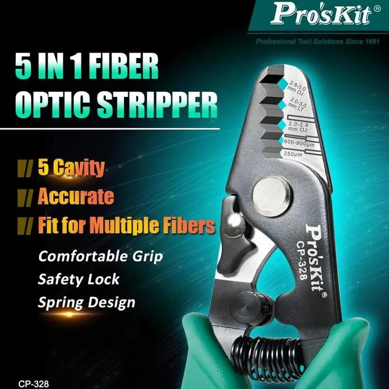 

Pro'skit CP-328 5-segment Fiber Stripping Manual Pliers Precise Hole Position with Return Spring Practical Tool Pliers Home DIY