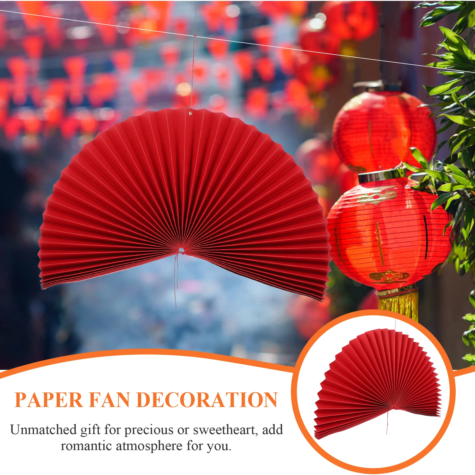 

Chinese Style Hanging Paper Fan Wedding Party Decoration Festival Red Round Vintage Fan Ceiling Pendant Home Decor Bridal Baby