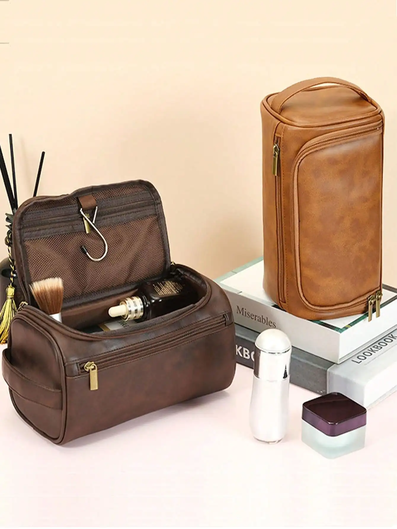 

Premium Leather Toiletry Bag, Enhanced Leather For Closer Skin Feel, Men's Toiletry Bag, Large Leather Bathroom Accessories, Travel Essential, 3-Layer Protection - 3-Layer Structure Includes: Outer Leather Layer (Durable & Scratch-Resistant), Middle Shock