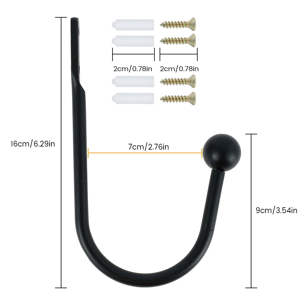 2Pcs Metal Curtain Holdbacks U Shaped Wall Mounted Curtain Holder with Screws Drill Hooks for Fixed Curtain and Hanging Clothes