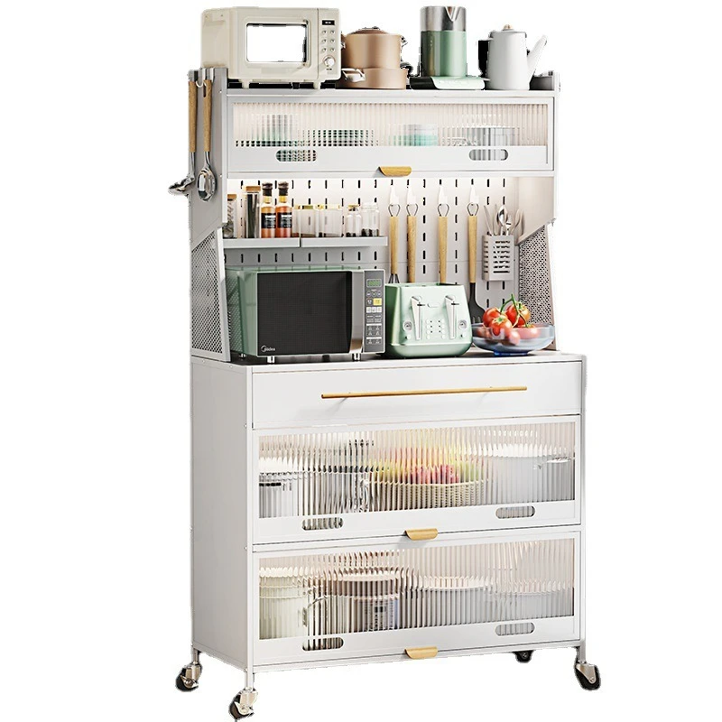 

Kitchen rack Floor-to-ceiling multi-layer door Multifunctional side cabinet Pot dust storage cabinet