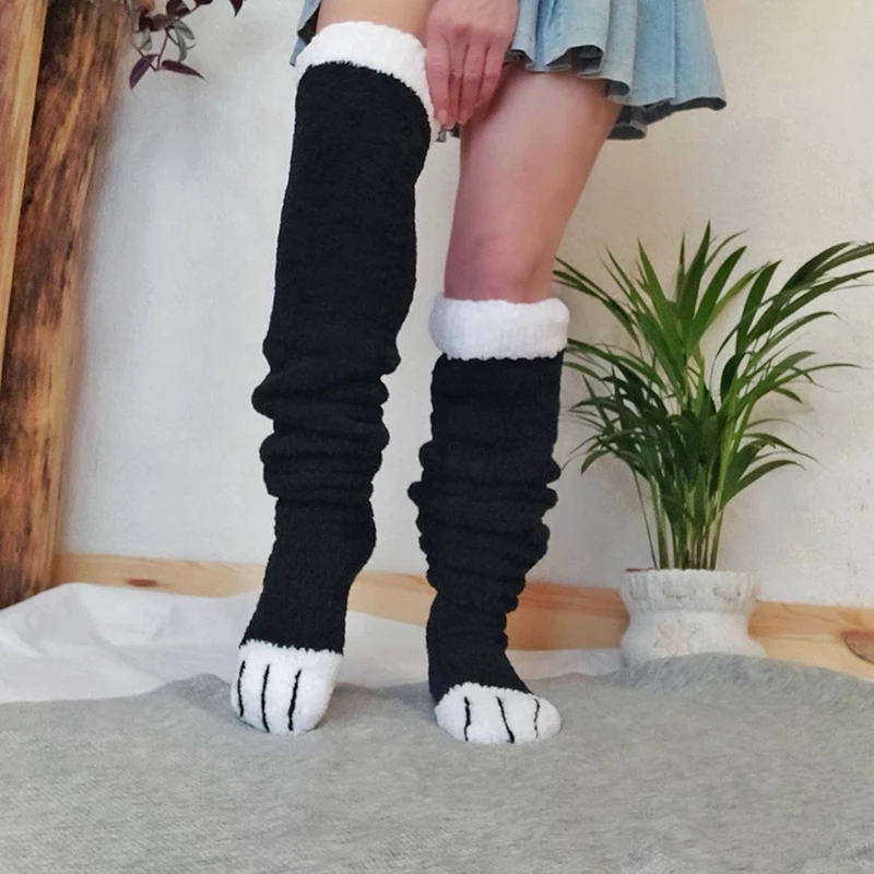 Women Knee-High Socks Patchwork Animal Paws Casual Cute Cosplay Thick Universal Stockings Hot Sale