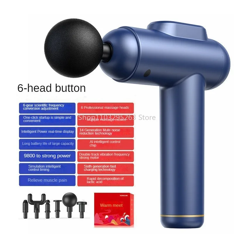 Vibration Deep Muscle Relaxation Beating Mini Massager Portable Massage Gun Smart 6-Gear 6-Head Press Fitness