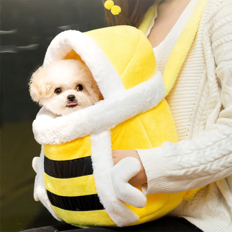 Winter Warm Outing Pet Bag Cute Bee Tweak Hand Backpack Puppy Backpack Shoulder Bag Pet Accessories Wholesale