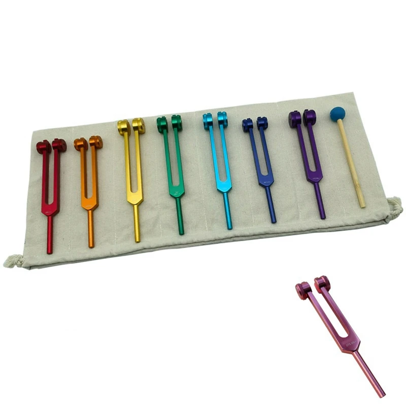 Eight Colored Chakra Tuning Forks Set For Healing, Sound Healing, Maintaining Perfect Harmony Of Body, Mind And Spirit