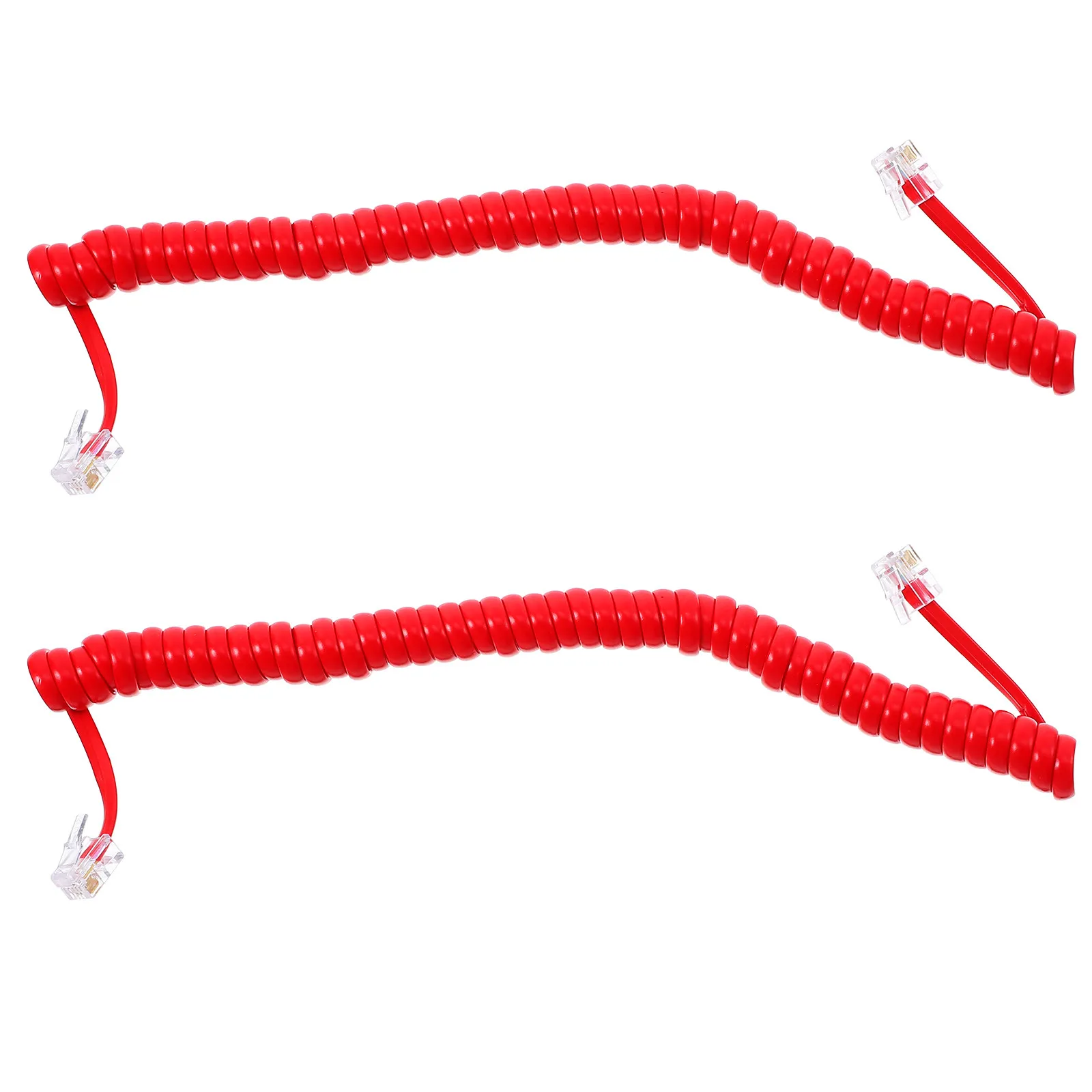 2Pcs Landline Phone Cord Coiled Telephone Cable Receiver Cord for Home Office Copper Wire Rubber Sheath Adjustable Length
