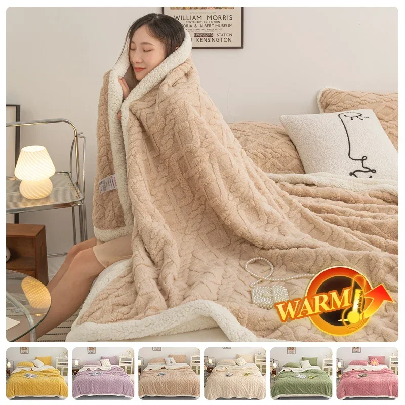 Thickened Warm Blanket Winter Tafurong Double-sided Blanket Soild Colors Multifunctional Bed Cover Plush Bedspread 150/180x200cm