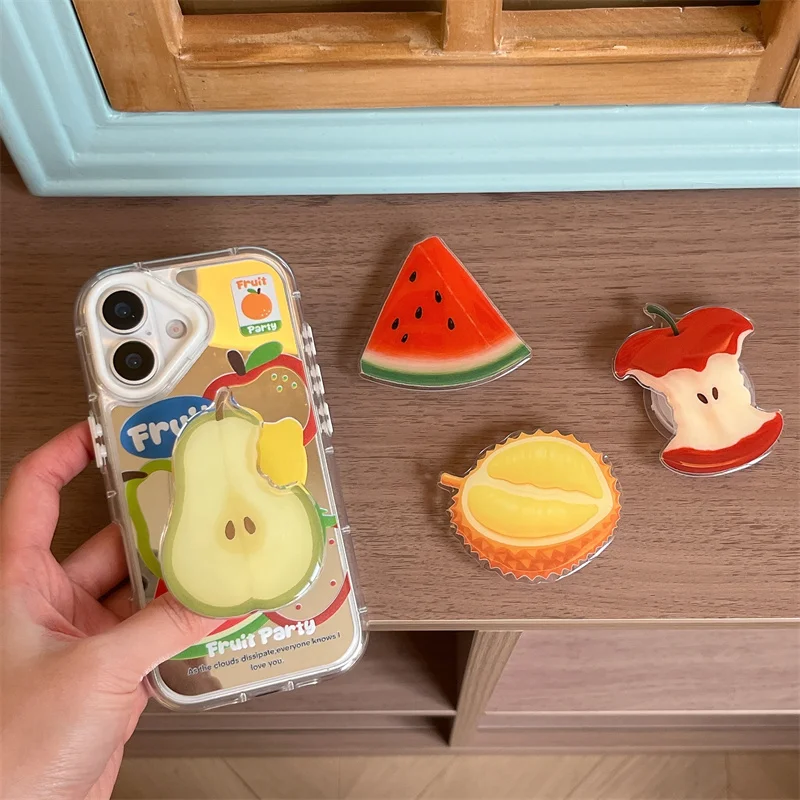 Urocze letnie etui na telefon z motywem gruszki, arbuzu i owoców, podpórka do iPhone'a 17 Pro, Samsunga, kawaii składany uchwyt, kieszonka na telefon.