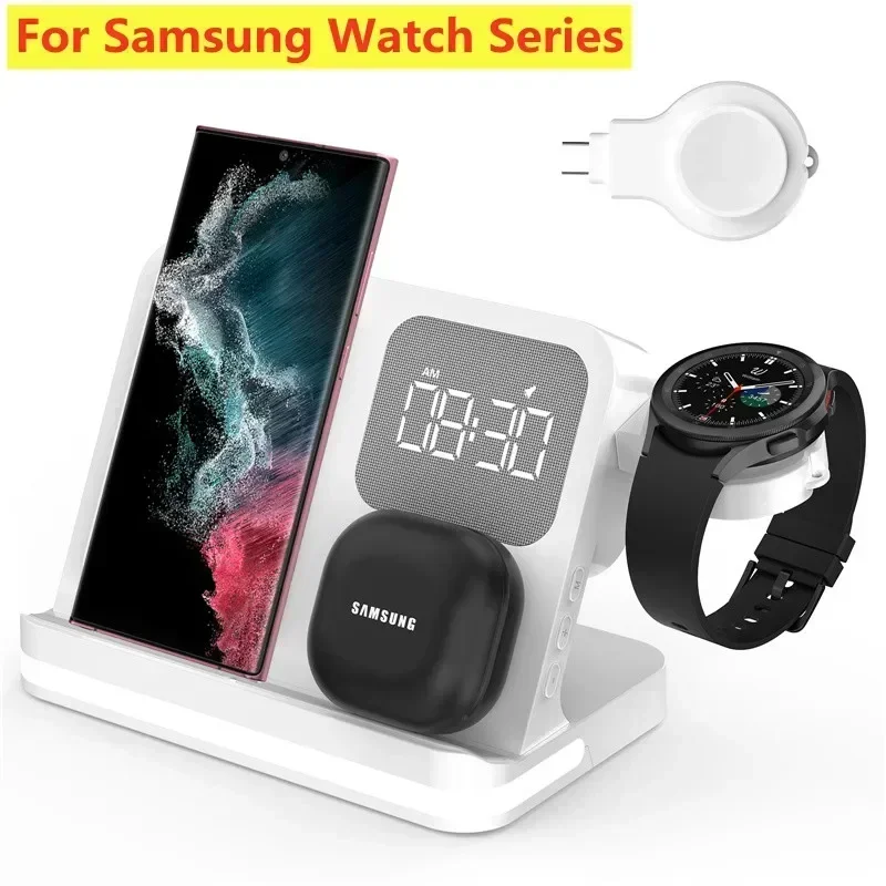 Telefonuhr Drahtloses Ladegerät mit LED-Licht Wecker für iPhone 16/15/14/13/12 Apple Watch 2-10 SE Airpods Pro Schnellladung – Detail 2