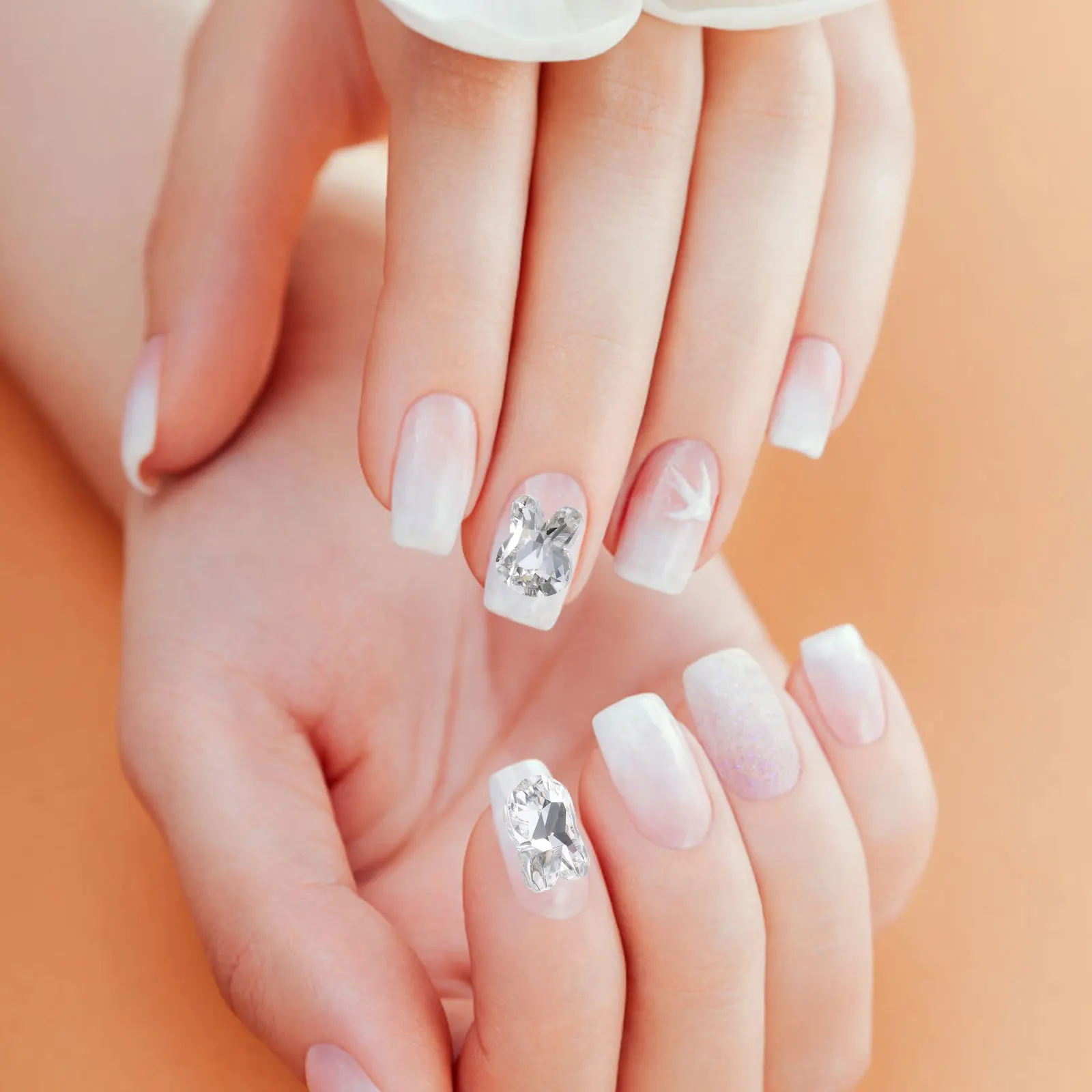 

20pcs Crystal Nail Decors Rabbit Cartoon naments Practical Accessories Gem DIY Manicure Silver Pearls Women Charms Art