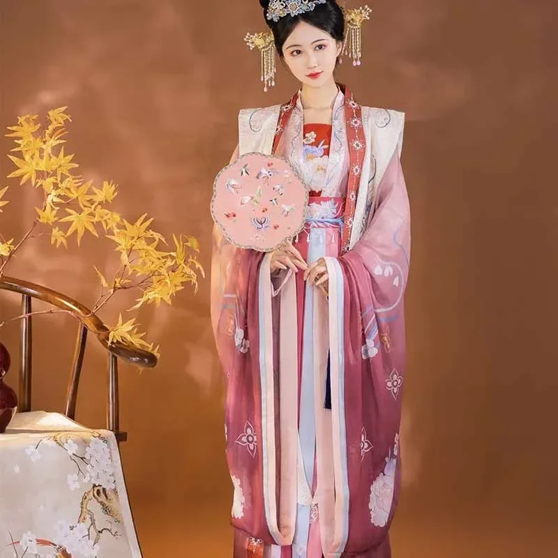 Женское платье Hanfu большого размера 2XL, Женский костюм для косплея в стиле древней династии Мин, красный, розовый, синий цвет